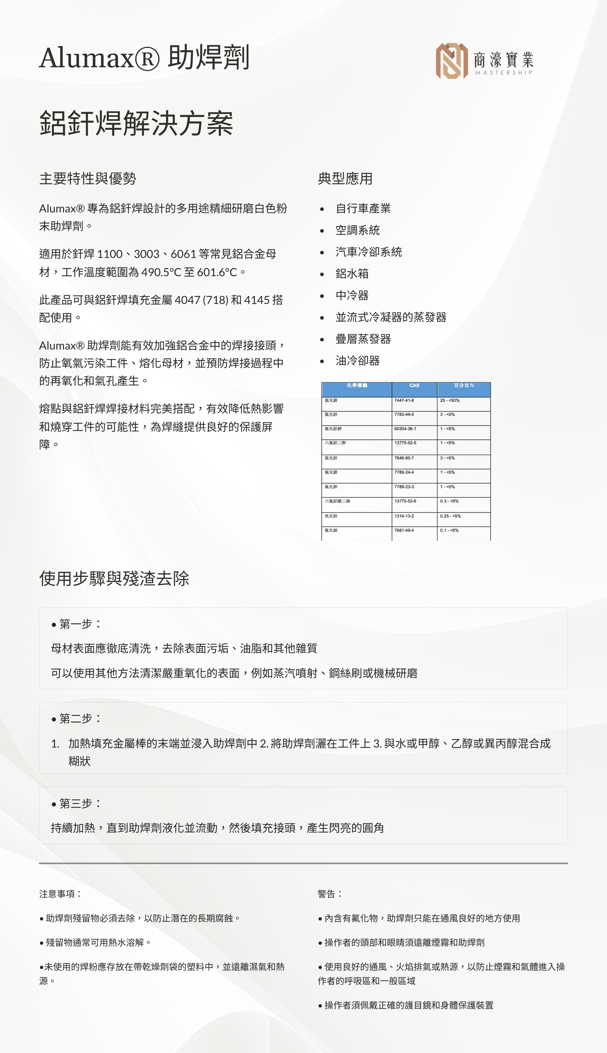 Alumax flux product overview